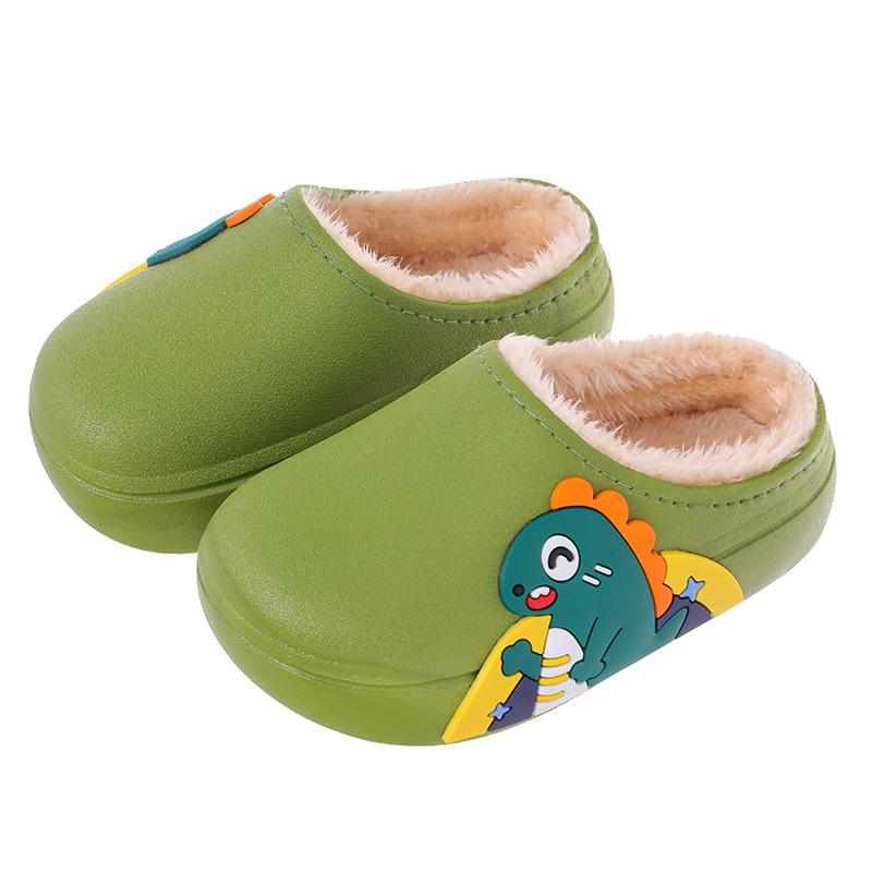 Boys' Waterproof Slippers for Indoor Use, Girls' Anti-slip Shoes, Cartoon-style Cotton Shoes