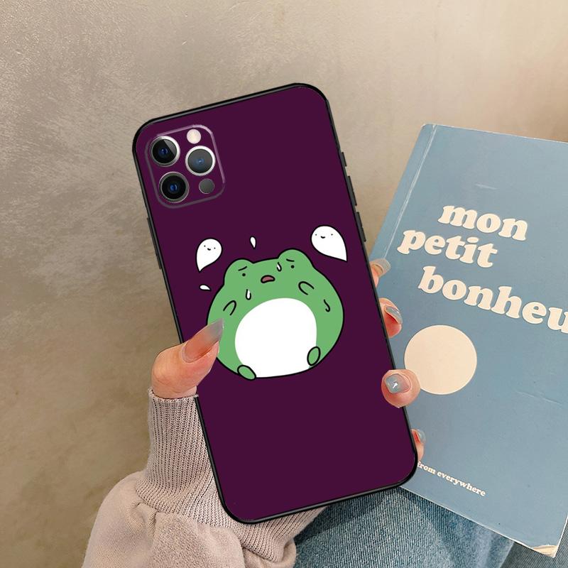 Cute Funny Frog Case For iPhone 17 Air 16 15 14 13 11 12 Pro Max 13 mini XR 15 16 Plus 16e Back Cover Shell