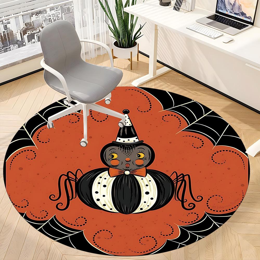 1 Stück Halloween Spinne Büro Runder Teppich, Indoor-Matte Geeignet für Büro, Unter Bürostühlen Schlafzimmer Wohnzimmer Heimdekoration, Raumdeko