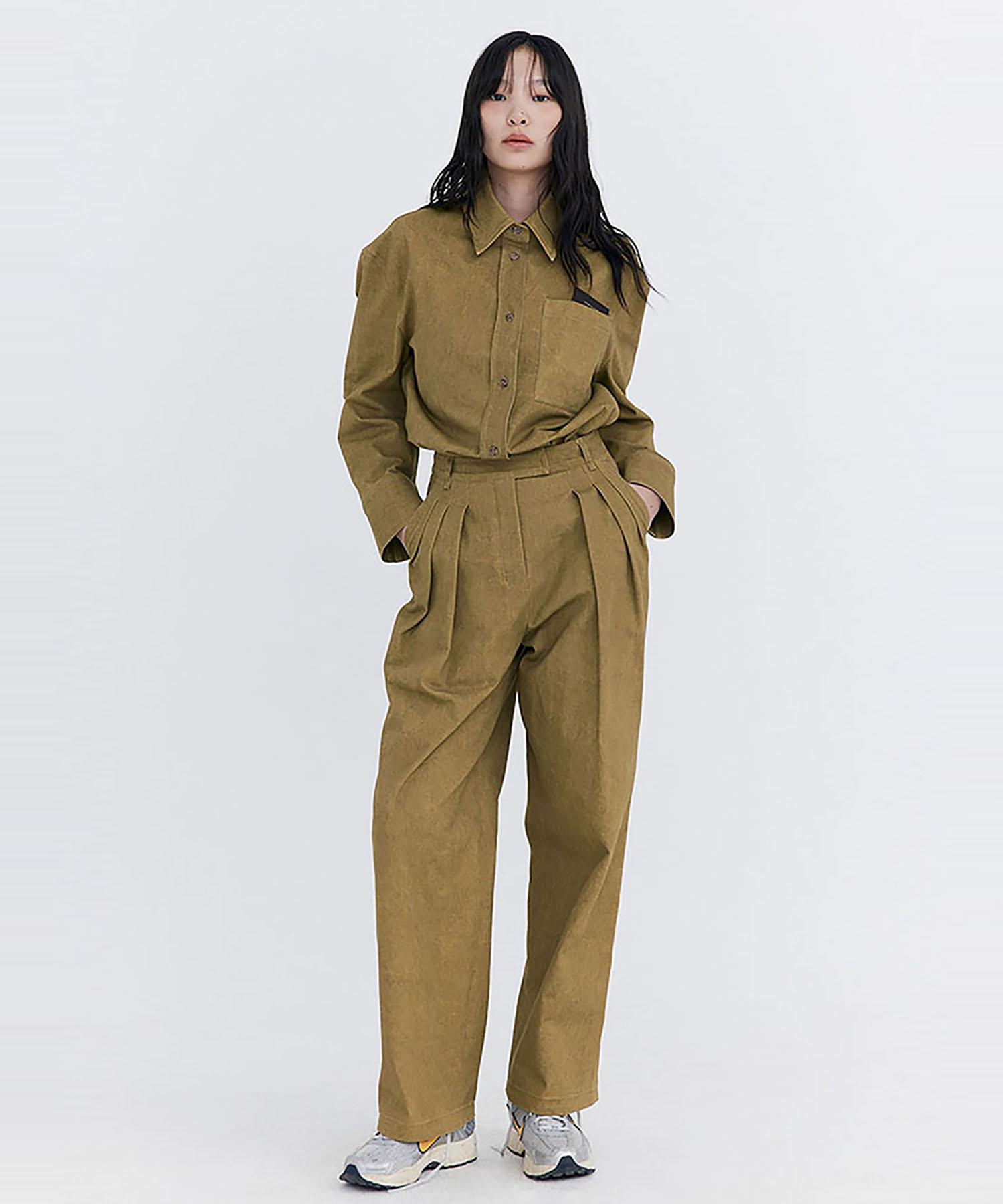 Bundercammer Open Point Washed Shirt_Khaki S