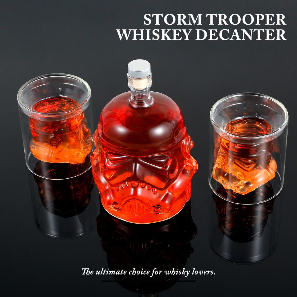 Whiskey Decanter with 2 Glasses 750ml Transparent Wine Decanter Creative Bourbon Decanter and Glass Set Whiskey Decanter