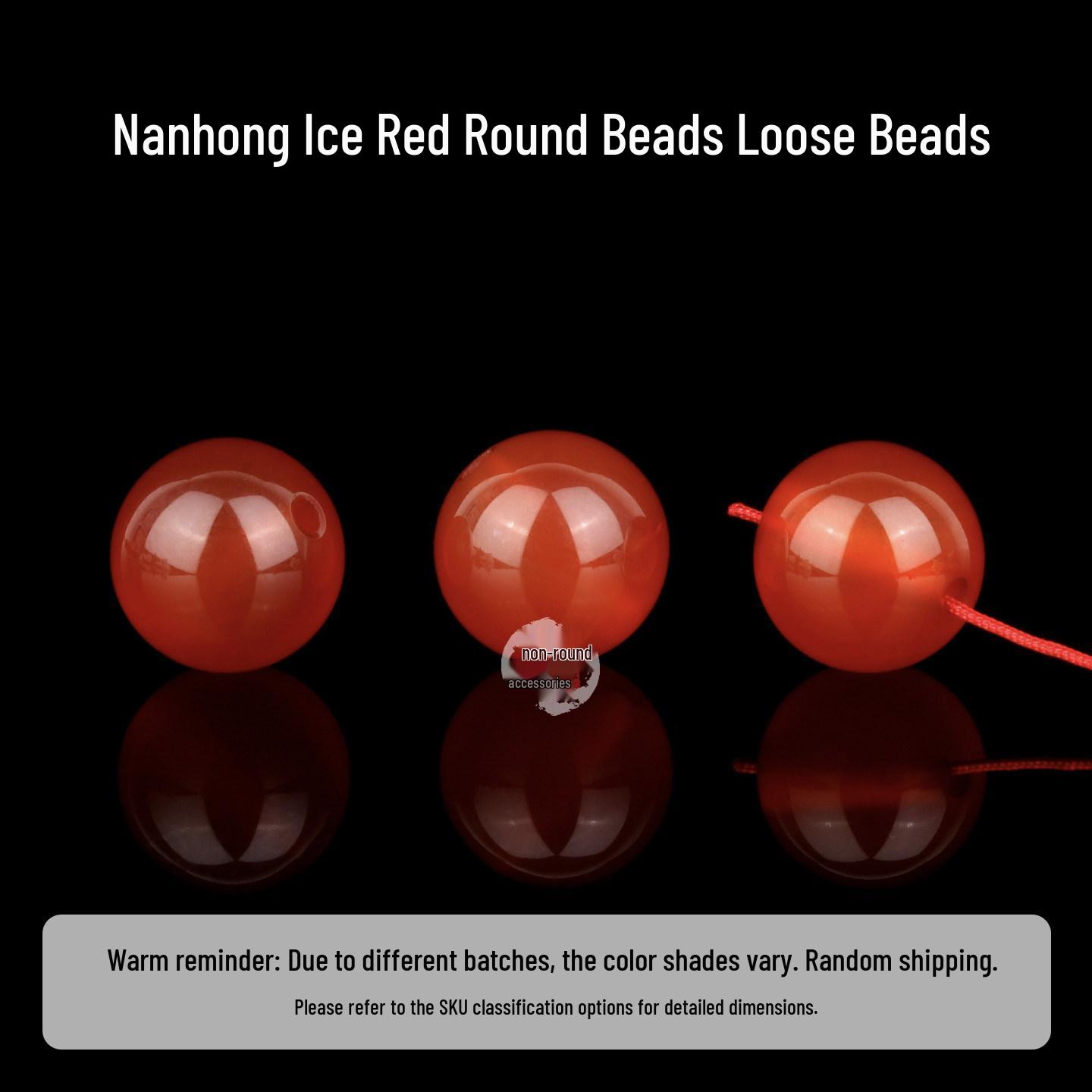 Natural NanHong Ice Red Beads Bracelet DIY Accessories - Vajra Star Moon Bodhi Elements