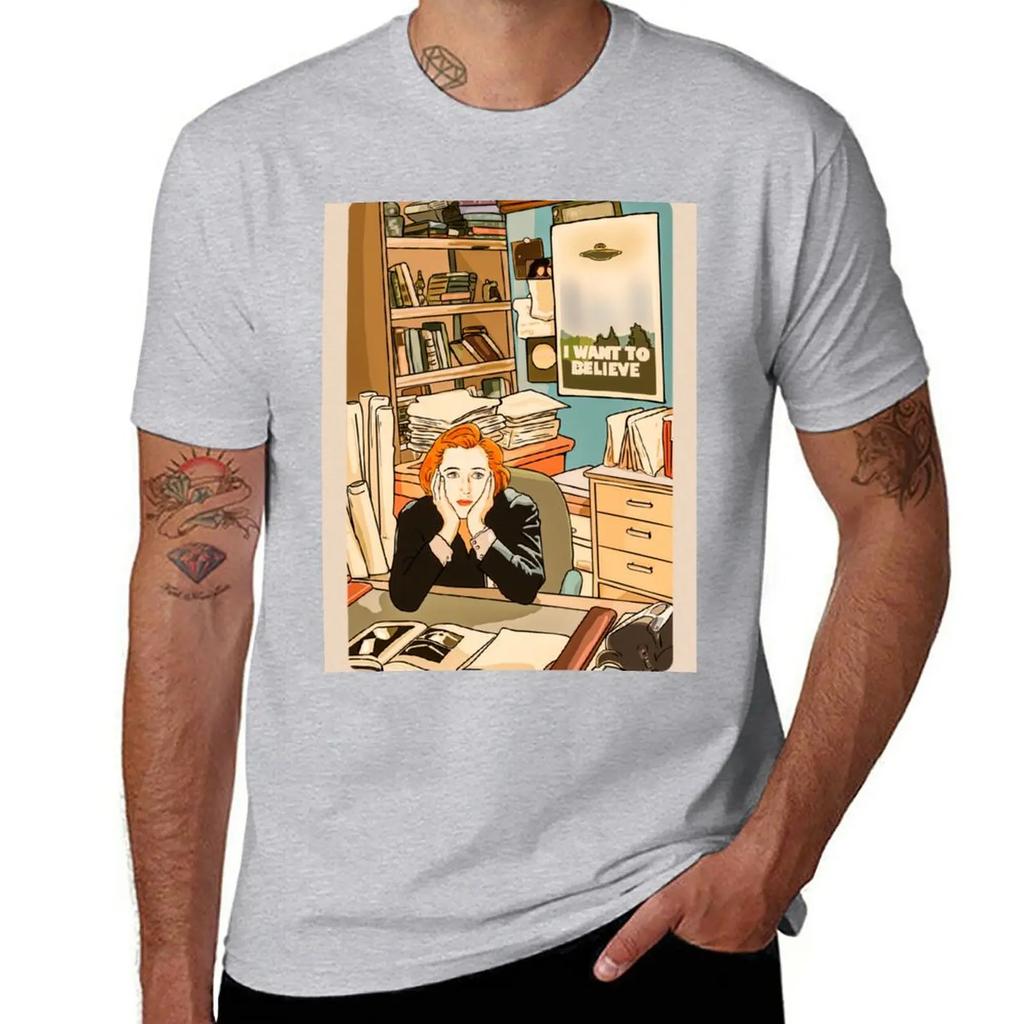 The skeptical Dana Scully in the Mulder s office The X Files TShirt graphics summer clothes black tshirts for men