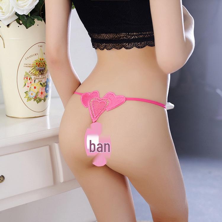 Women's Heart-Shaped Transparent Lace T-back Underwear - Low Waist, Thin & Sexy
