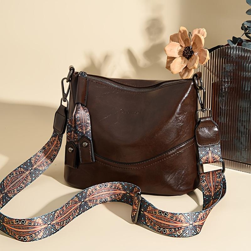 Dámská kabelka přes rameno ve vintage stylu, prostorná crossbody taška s nastavitelným popruhem, zapínání na zip, více kapes, lehká módní designová kabelka