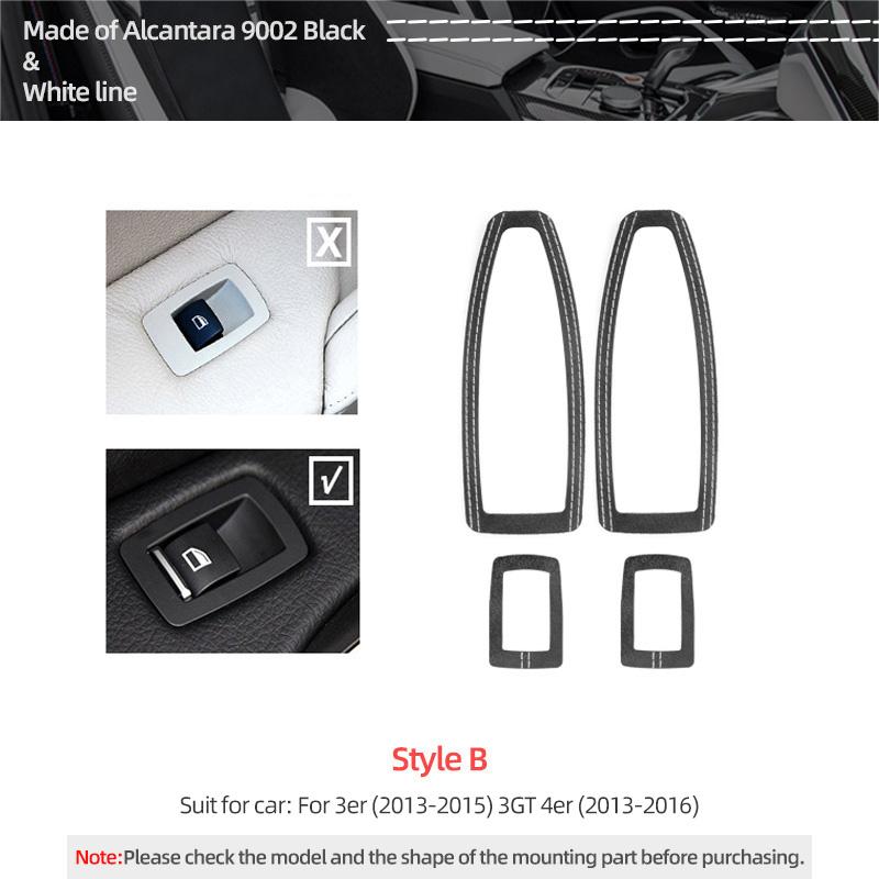 For BMW X1 F48 F20 F30 F30 F34 Made of Alcantara Window Switch Lift Panel Trim Performance 4pcs Sticker Car Interior Accessories