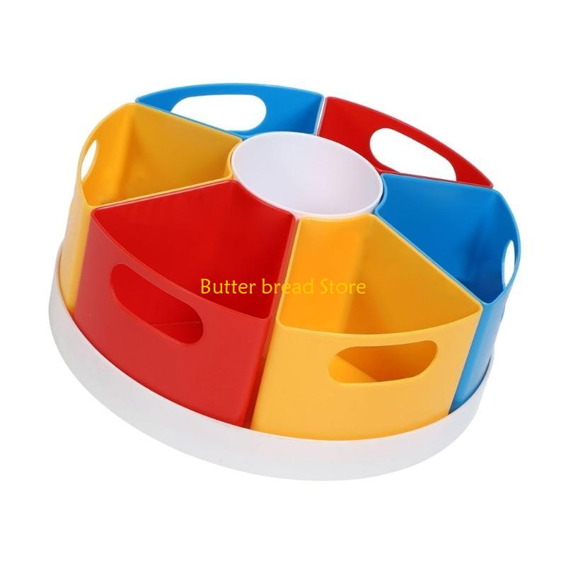 W89C Rotating Desk Stationary Organiser 6 Segments 3 Colors Kids Art Supply CN