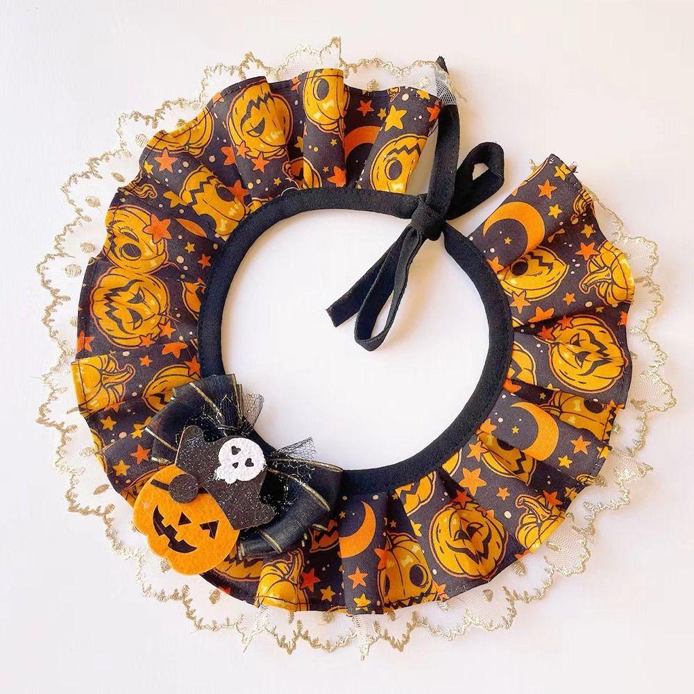 Cool Pet Pumpkin Lace Collar Creative Pet Bib Scarf  Small Medium Pets