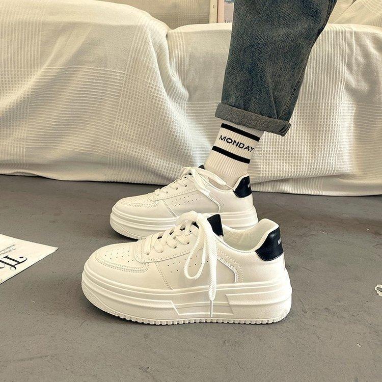 Little White Shoes Women's 2025 New Trendy Women's Ins Women's Shoes, Versatile Height-increasing Girls Board Shoes, Muffin Shoes