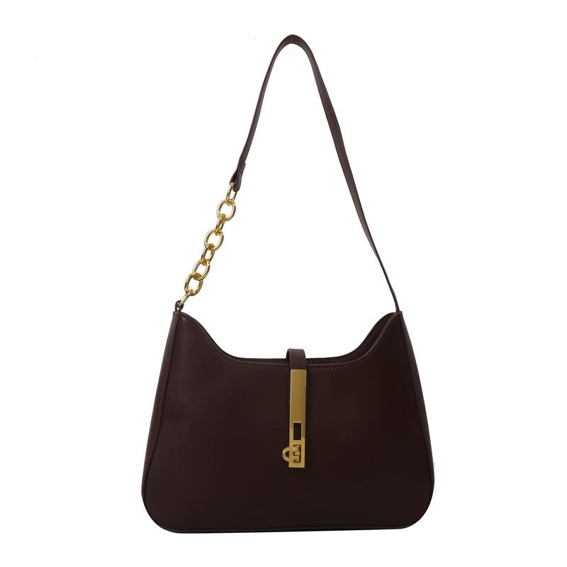 French Textured Bag Women'S Solid Color Pu Underarm Bag Commuter Messenger Bag