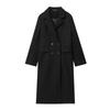 Womens Winter Wool Blend Coat Mid-Length Double-Breasted Turn-Down Collar Street Style Outerwear