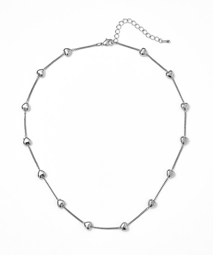 Ccorie Heart Bridge Chain Necklace Silver