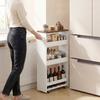 Kitchen Trolley, 4-Tier, on Wheels, 40 x 20 x 84 cm, White