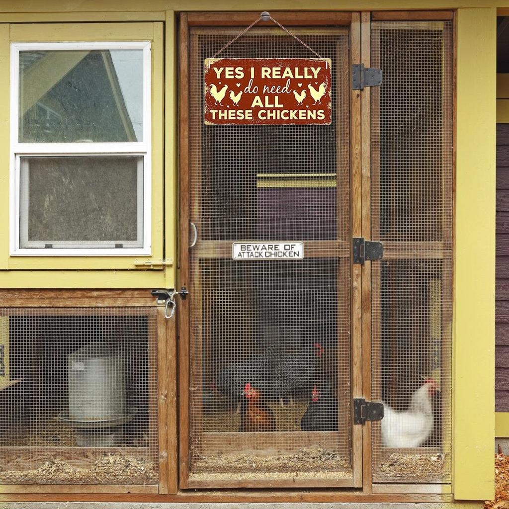 Funny Chicken Coop Signs Red Outdoor Farmhouse Decor Wood Hanging Wall Art Hanging Plaque for Chicken Lovers