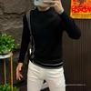 Men's Trendy Slim-fit Knit Sweater - Light Luxury, Comfortable Round Neck Long Sleeve for Autumn/Winter.