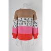 Women's Autumn and Winter Leopard-print Patchwork Knitted Pullover Plus Size Sweater