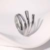 Stainless Steel Gold Color Geometric Open Rings For Women Vintage Metal Irregular Hollow Adjustable Ring Jewelry Gift