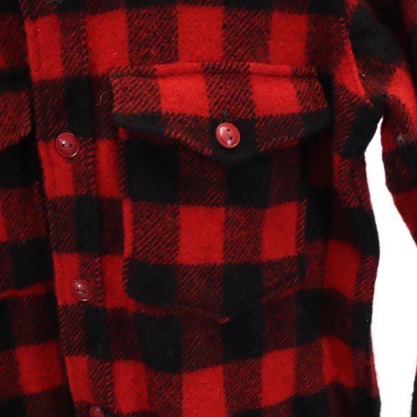 Woolrich 70s Vintage Wool Blend Check Pattern Long Sleeve Shirt S Reddish Men's Used