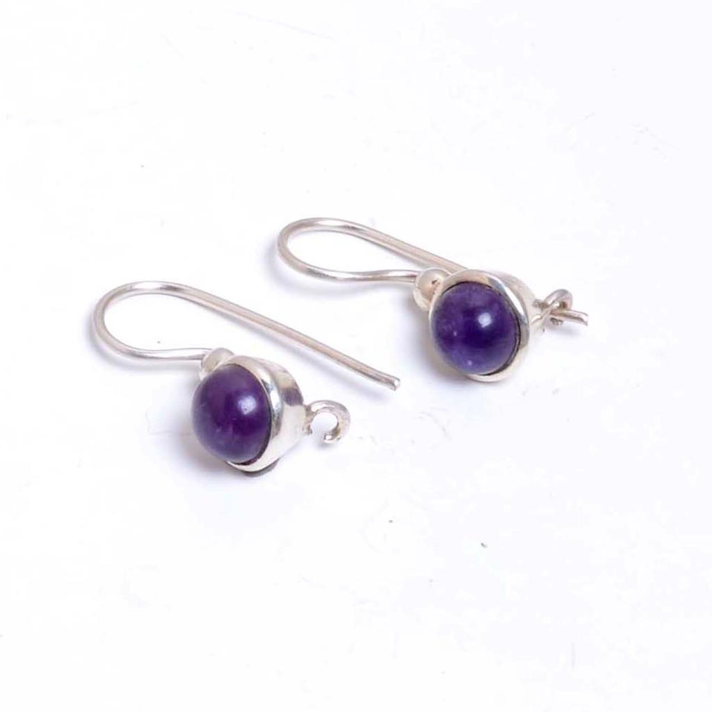 Amethyst 925 Sterling Silber Ohrhänger, Edelstein handgemachte Damen Ohrringe