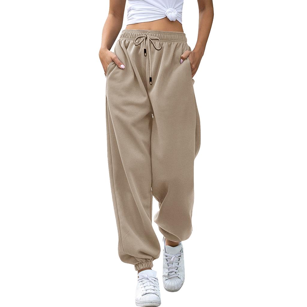 Women's Casual Fashion Solid Color Casual Pants, Sanitary Pants, Drawstring Elastic Waist And Leggings