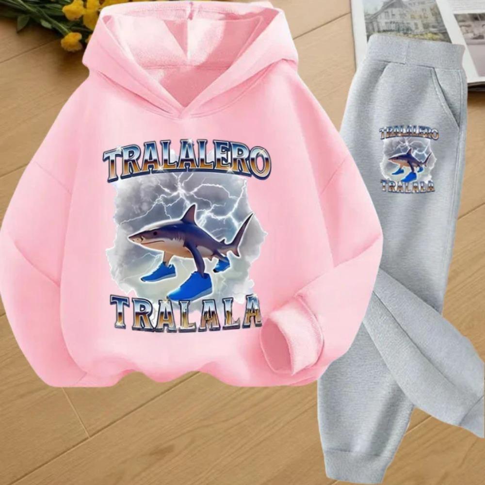 Autumn Italian Brainrot Print Kids Hoodie+Pants Suit Boys 2pcs Set Fashion Casual Girls Tracksuit Children Long Sleeve Outfits