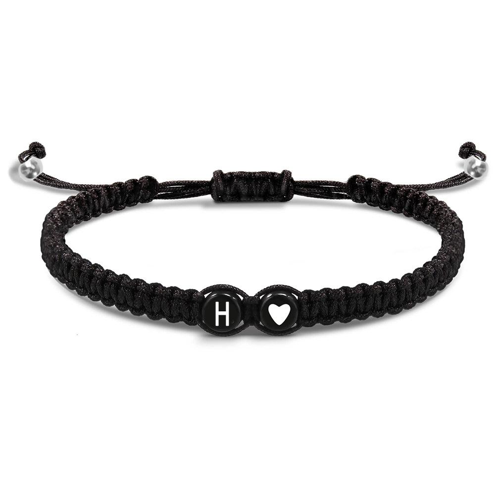 26 Letter Initial Heart Bracelets Handmade Adjustable A-Z Name Braided Charms Bracelets for Women Men Friendship Jewelry Gifts