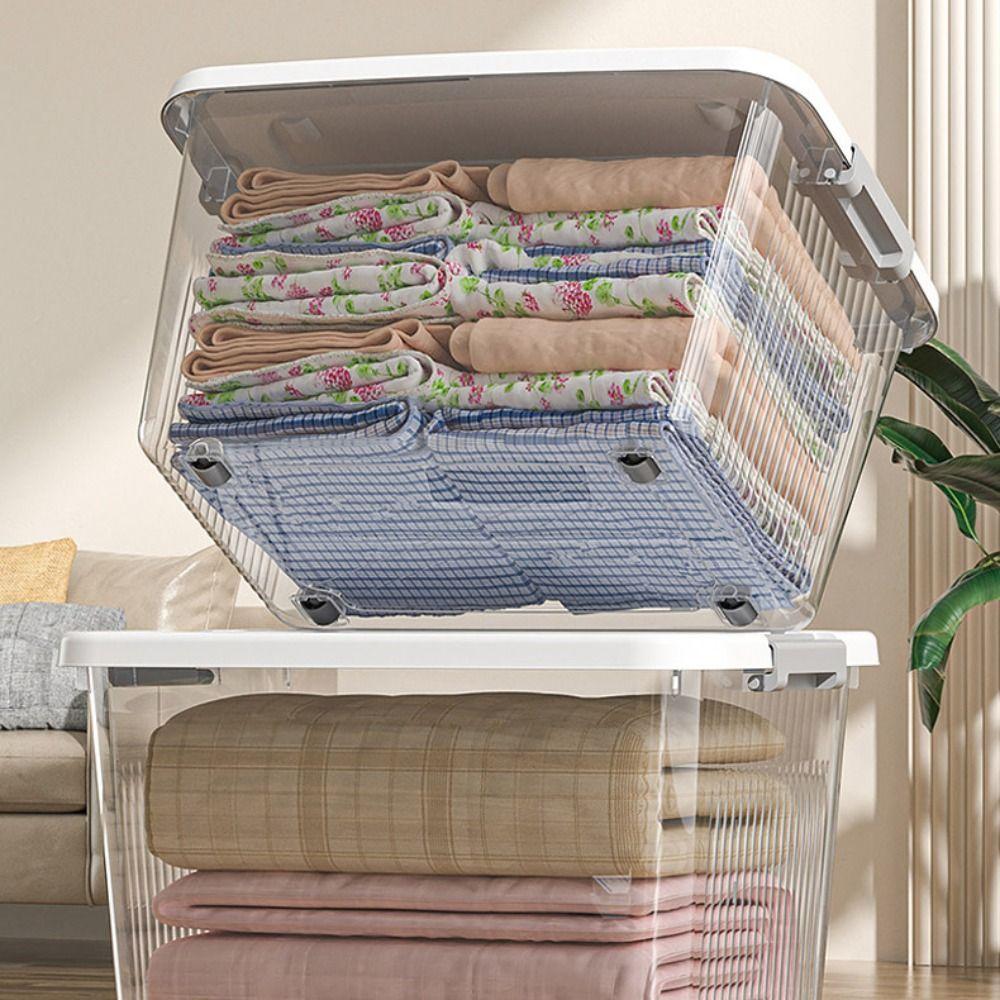 With Lid Storage Box Transparent Black Organizing Box Practical Plastic Box  Home & Garden