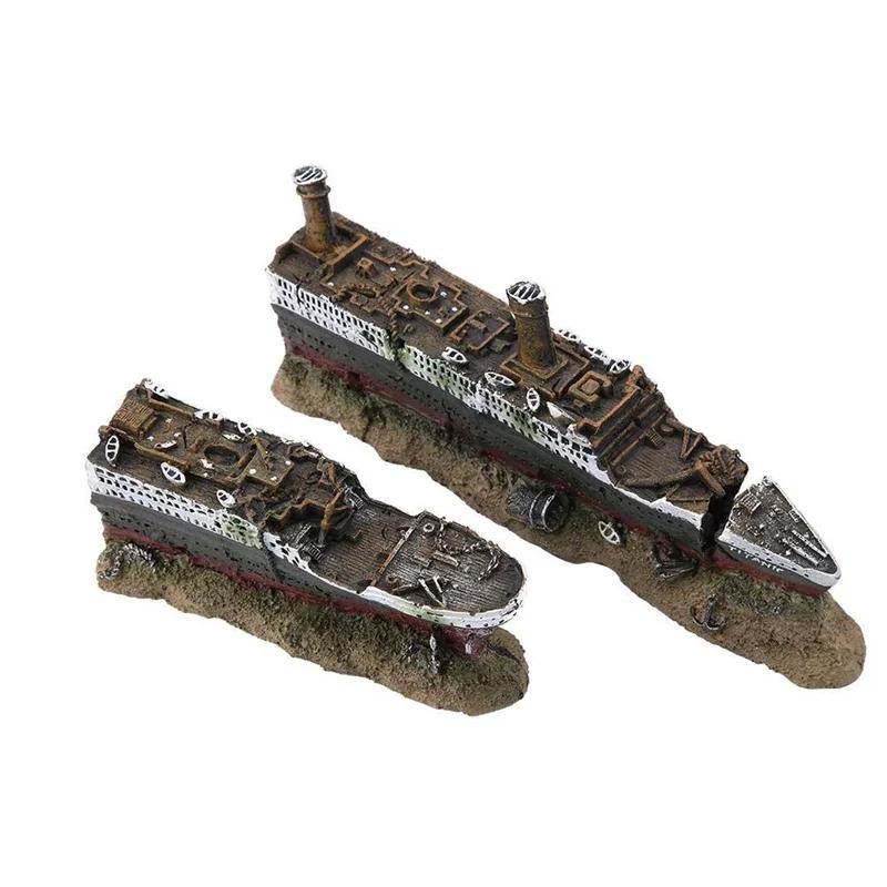 1 шт. Крушение Титаника 38 см Смола Аквариум Аквариум Украшение Обломки Корабль Круизы Искусственное Озеленение Украшение Дома Подарки