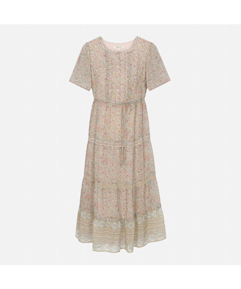 THURSDAY ISLAND Border Mix Square Neck Dress_T264Mop282W