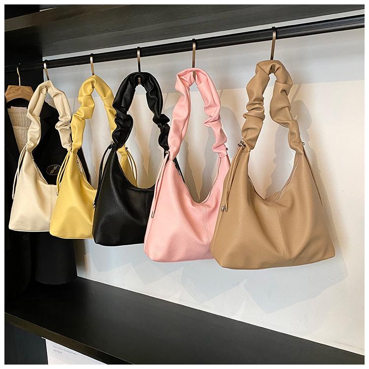 Large-capacity Bag Women's Summer 2025 New Simple and Versatile Pleated Shoulder Underarm Bag Commuter Tote Bag