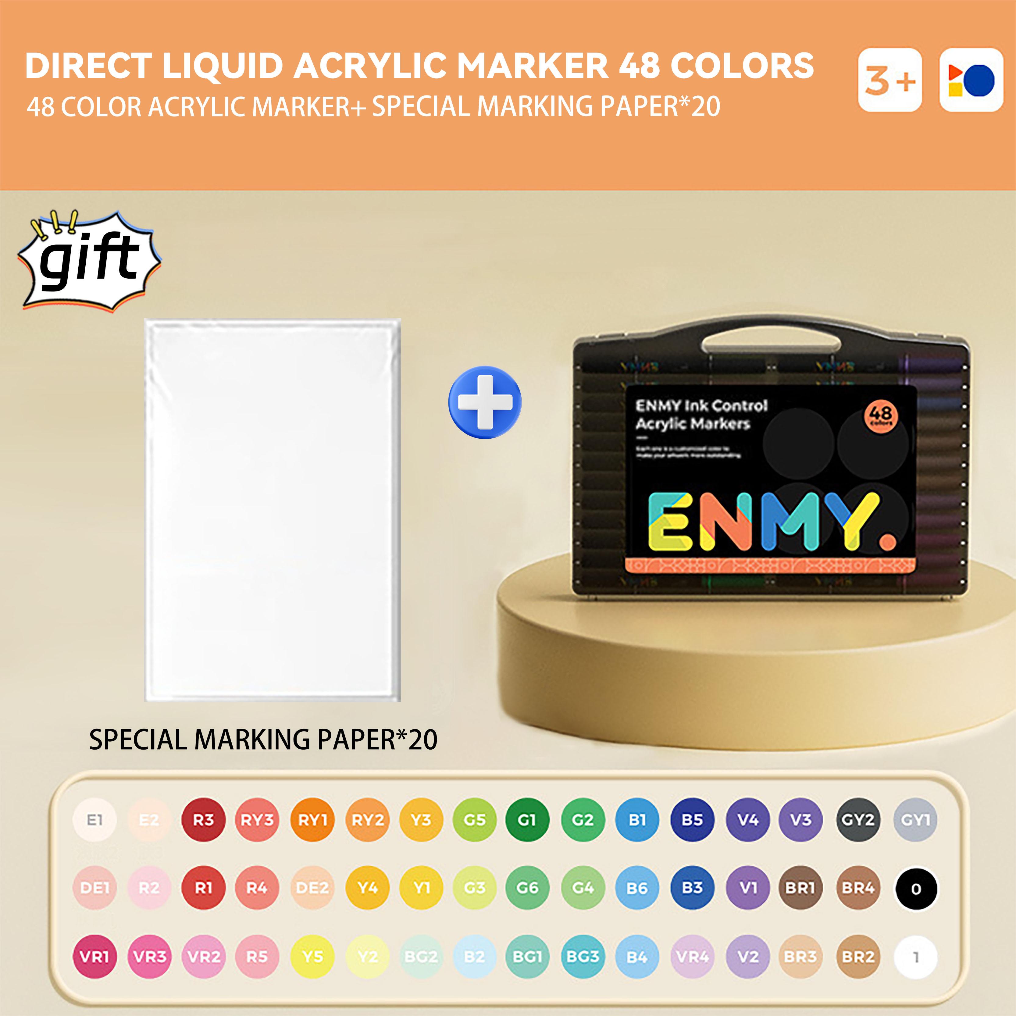 Enmy Black Box Directe Vloeibare Acryl Markers Set met Papier 24-80 Kleuren Zachte Punt DIY Verfmarker voor Kleurrijke Schildering