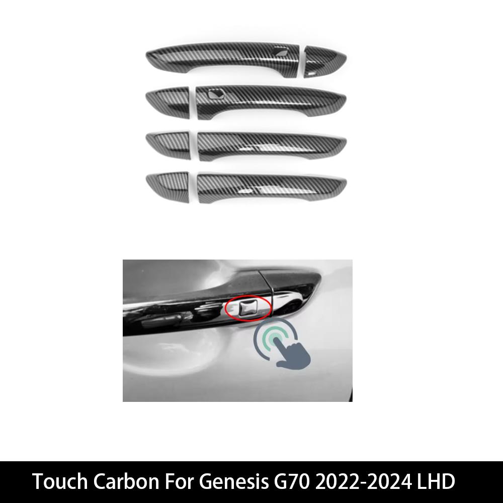 4PCS Carbon Fiber Style Door Handle Cover Trim For Genesis G70 Car-Styling Exterior Parts Accessories LHD
