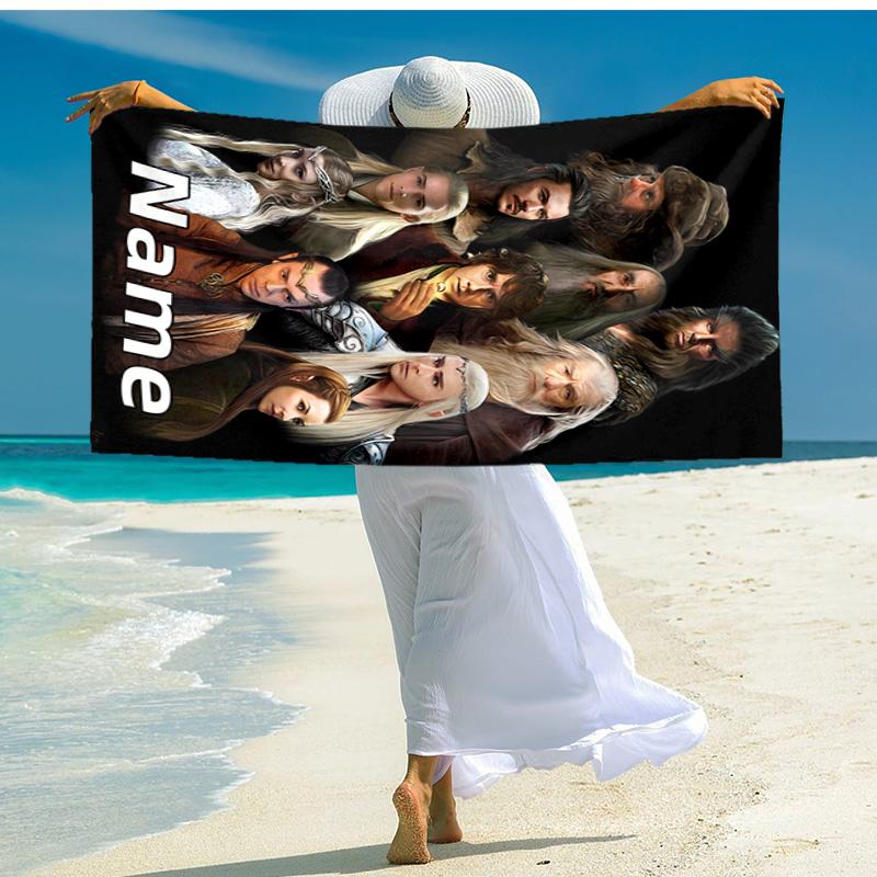 Personalized customized proof beach towel with The Fellowship of the Ring pattern - soft, absorbent,quick-drying,perfect swimming,camping&bathing