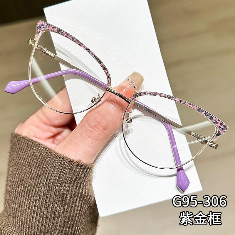 

Rhinestone Studded Anti-Blue Light Glasses Metal Frame Transparent Square Frame Myopia Glasses Eye Protective Anti Radiation