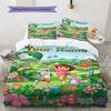 Name Custom Explorer Dora Pattern Bedding Set Quilt Cover Pillowcase Home Decor Gift (1 * Duvet Cover + 2 * Pillowcase, Without Core)