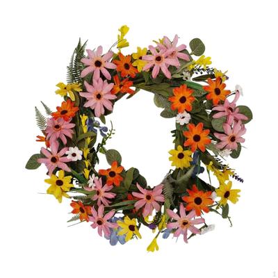 19 Zoll Künstliche Frühlingskränze Sommer Großer Kranz Bunt Floral für Außen