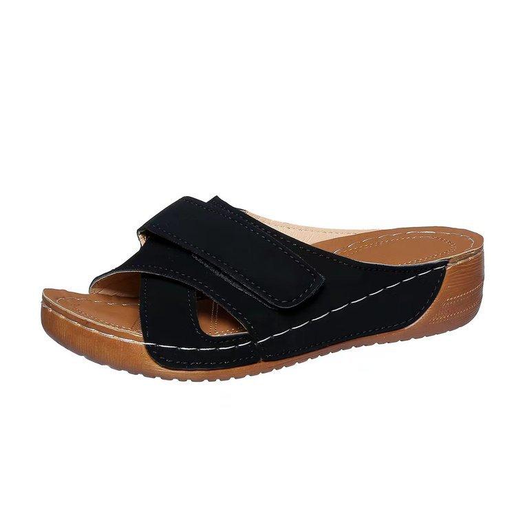 Foreign Trade New Summer Wedge Heel Platform Slippers Large Size Women's Shoes Casual Fashion Heightened Wedge Heel Slippers