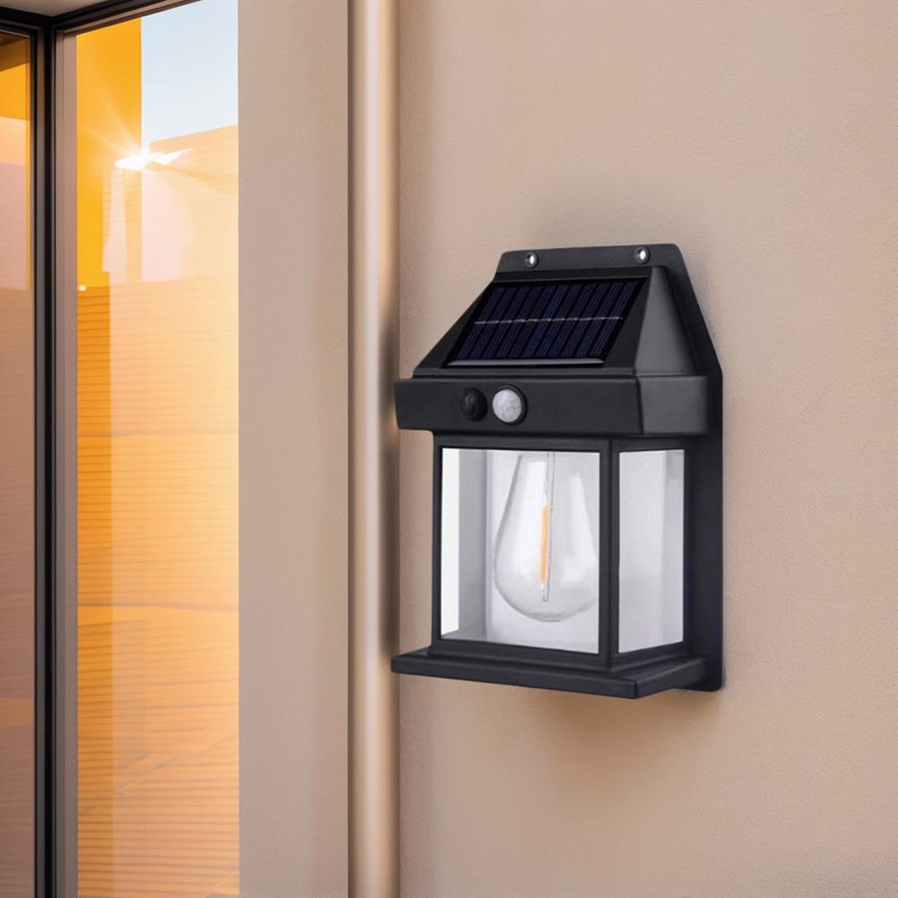 LED Wall Decoration Tungsten Light Solar Powered Courtyard Night Lamp Intelligent Motion Sensor for Courtyard Garden Pathway