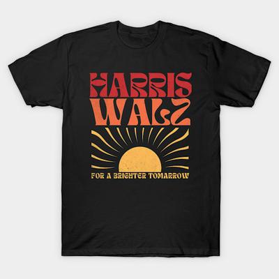 Heren Zwart Print T-shirt Super Groot T-shirt Harris-walz No-Cut Transferpapier Print Katoenen T-shirt