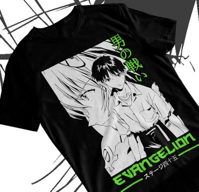 Футболка Neon Genesis Evangelion Рей Мисато Аска АНИМЕ Синдзи Черная Мягкая