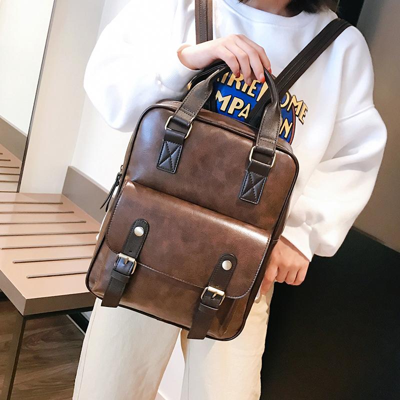 Damen Anti-Diebstahl-Rucksäcke für Studenten, braune Schultaschen für Mädchen im Teenageralter, wasserdichter Vintage-Laptop-Leder-Rucksack, großer Reiserucksack