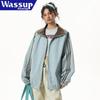 WASSUP FANTASTISCHE Damen Wende Baseballjacke mit Stehkragen und Streifen