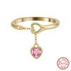 Effie Queen 925 Sterling Silver Zirconia Pendant Open Rings Wedding Tassel Chain Promise Ring Finger Band Fashion Jewelry Gift