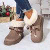 Winter thickened cotton boots new warm fur integrated short thick-soled snow boots  bow-turned warm boots