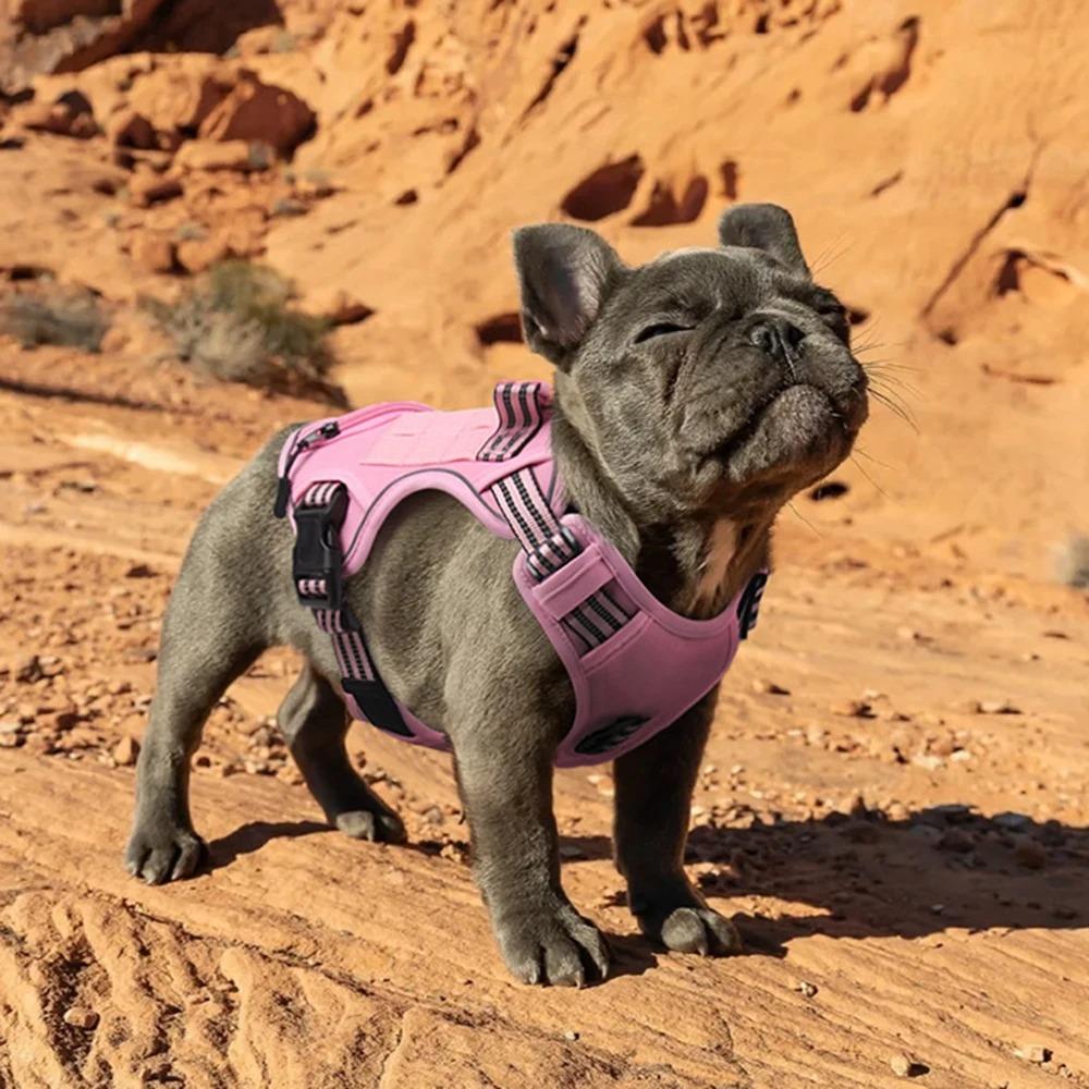 No Pull Small Large Dog Harness with Grip Reflective Waterproof Pet Chest Straps for French Bulldog German Shepherd.