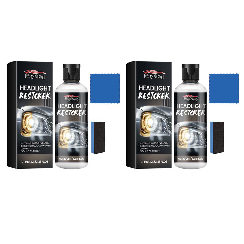 Car Headlight Polish Liquid With Cloth Sponge Headlight Restorer Polishing Anti-Scratch Liquid For Car Lampshades Cleaning Tool