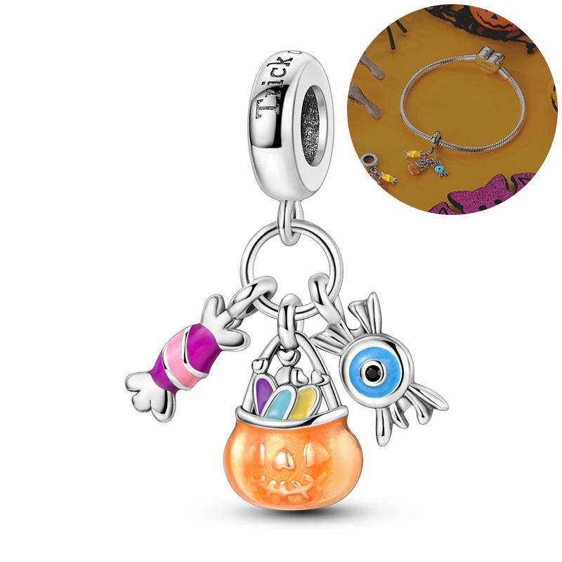 Halloween Seriescopper Beads Pendants Glowing Luminous Fit Bracelet Diy For Woman Original Charms Fashion Jewelrynew
