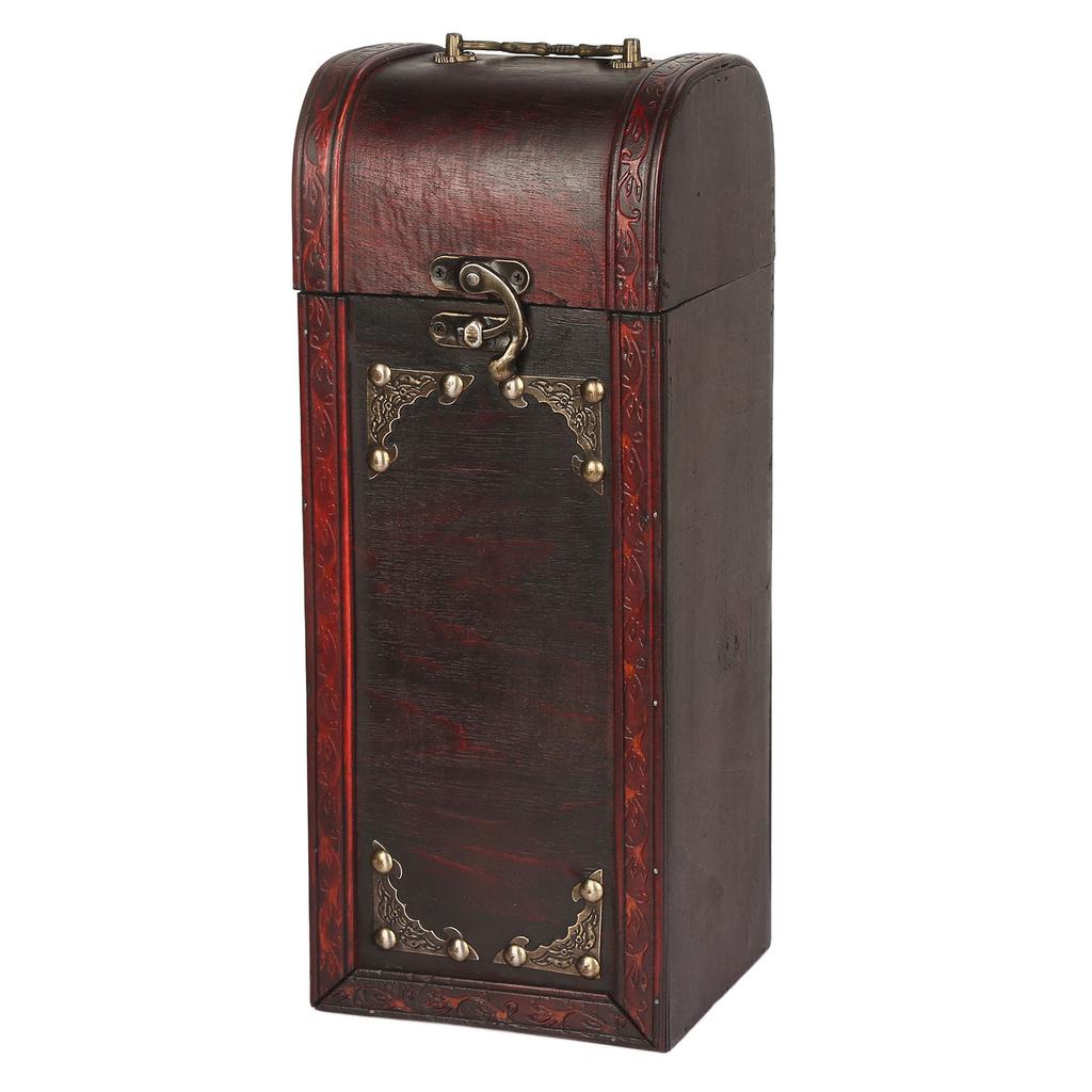 Wine Box Wooden Vintage Retro Portable Single Bottle Decorative Carrying Storage Case