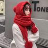 Women's Winter Hat Scarf Set - Thermal Wool Pom Beanie&balaclava for Extreme Cold Versatile Hat with Attached Scarf Knitted Hat