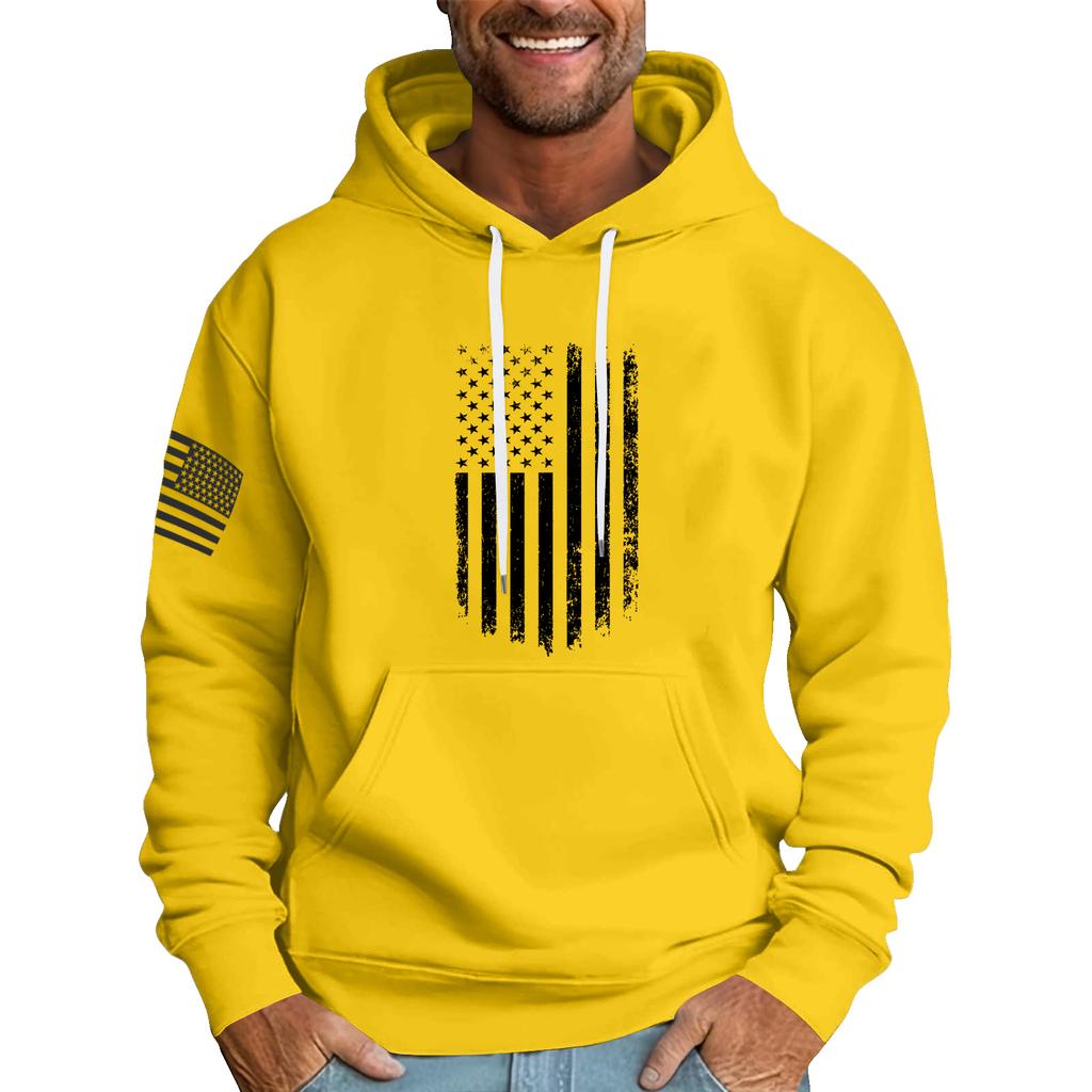 Men's Loose Flag Printed Hooded Sweatshirt Men's Casual Fashion Sports Sweatshirt